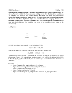 MEEBAL Exam 1 October 2012 Show all work in your blue book