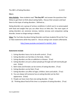 The ABC`s of Eating Disorders Lesson