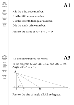 A is the third cube number. B is the fifth square number. C is the