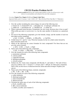 CH 221 Practice Problem Set #3