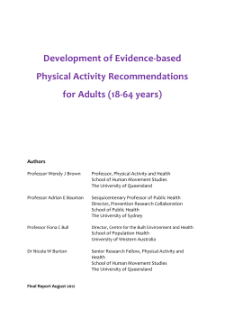 Development of evidence based physical activity recommendations