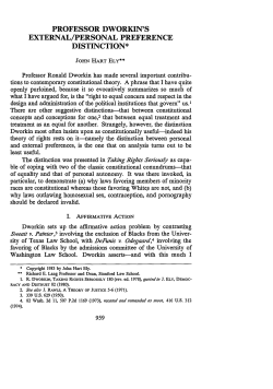 Professor Dworkin`s External/Personal Preference Distinction