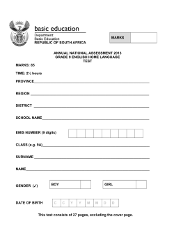 ANNUAL NATIONAL ASSESSMENT 2013 GRADE 9 ENGLISH
