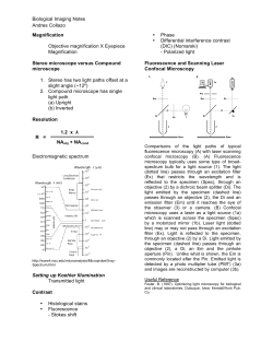 Biological Imaging Notes Andres Collazo Magnification Objective