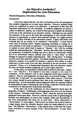 An Objective Aesthetics? Implications for Arts Education