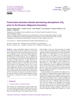 Fossil plant stomata indicate decreasing atmospheric CO2 prior to