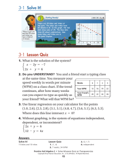 3-1 Lesson Quiz 3-1 Solve It!