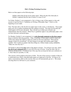 Phil 2, Writing Workshop Exercises Below are three papers on the