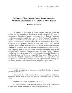 Calliope, a Muse Apart - Oral Tradition Journal