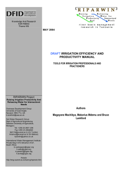 IRRIGATION EFFICIENCY AND PRODUCTIVITY MANUAL