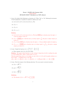 Sample Exam on Part 1 SOLNS