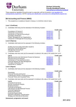 Faculty Handbook Degree Framework L602