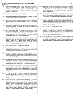 Big Idea 1: &ldquo;Atomic Theory and Structure&rdquo; AP LEVEL ASSESSMENT