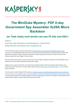 The MiniDuke Mystery