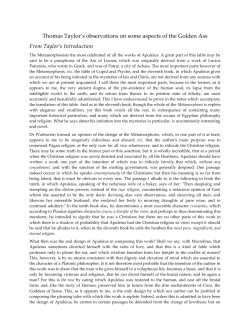 Thomas Taylor`s observations on some aspects