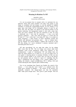 Meaning in relation to MT - Machine Translation Archive