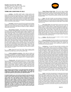 Hamilton Specialty Bar (2007) Inc. 319 Sherman Avenue North, P.O.