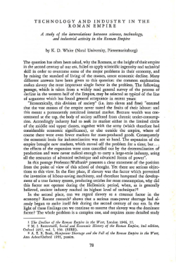 TECHNOLOGY AND INDUSTRY IN THE ROMAN EMPIRE A ItJldy