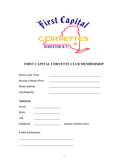 FIRST CAPITAL CORVETTE CLUB MEMBERSHIP