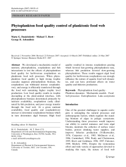 Phytoplankton food quality control of planktonic food web