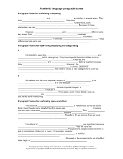 Academic language paragraph frames