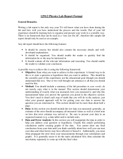 1291/2 Physics Lab Report Format