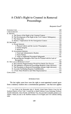 A Child`s Right to Counsel in Removal Proceedings