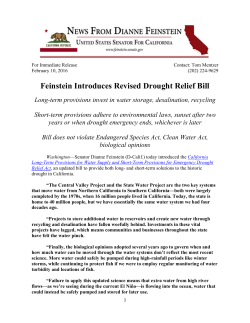 Feinstein Introduces Revised Drought Relief Bill