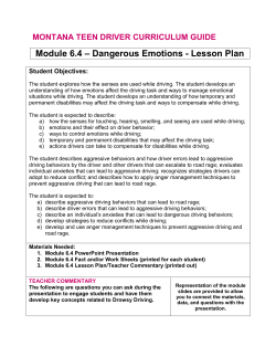 Module 6.4 &ndash; Dangerous Emotions - Lesson Plan
