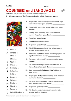COUNTRIES and LANGUAGES