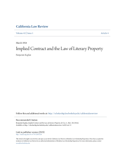 Implied Contract and the Law of Literary Property