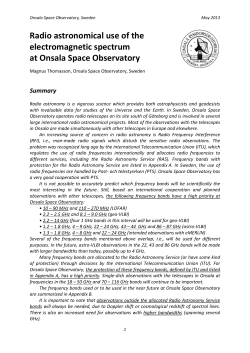 Radio astronomical use of the electromagnetic spectrum at Onsala