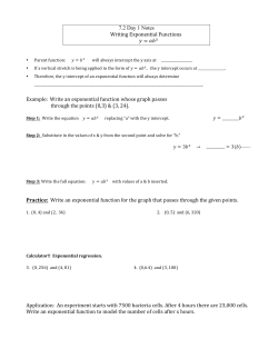 7.2 Day 1 Notes Writing Exponential Functions y = ab Example