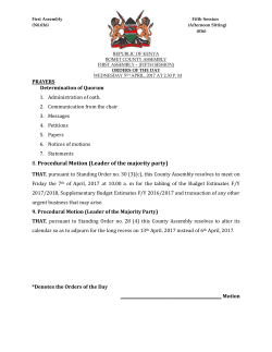 8. Procedural Motion (Leader of the majority party)