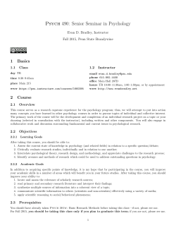 Psych 490: Senior Seminar in Psychology - Canvas
