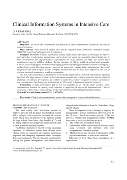 Clinical Information Systems in Intensive Care