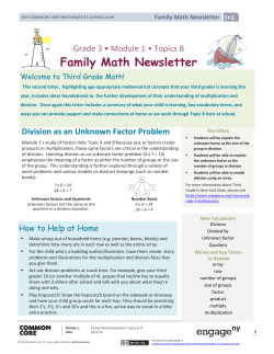 Family Math Newsletter - Homer Central School District