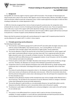 Protocol for the Scarcity Allowance of Support Staff