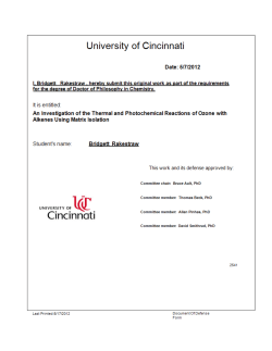 An Investigation of the Thermal and Photochemical Reactions of