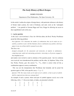 The Early History of Block Designs