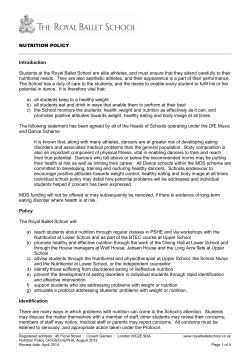Nutrition Policy - The Royal Ballet School
