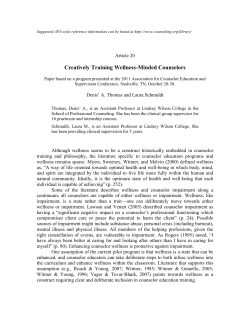 Creatively Training Wellness-Minded Counselors