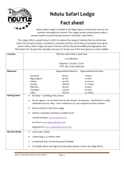 Our Facts Sheet - Ndutu Safari Lodge