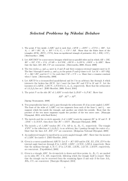 Selected Problems by Nikolai Beluhov