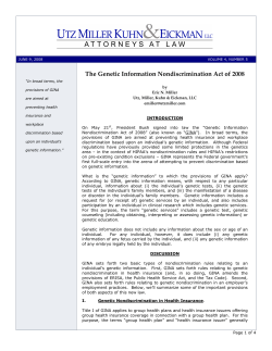 The Genetic Information Nondiscrimination Act of 2008