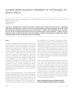 Editors --- "Gumede (Born Shange) v President of the Republic of