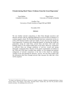 Friends during Hard Times: Evidence from the Great Depression