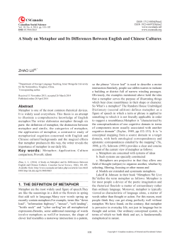 A Study on Metaphor and Its Differences Between English and