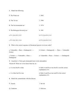 1. Match the following P. The Water act 1. 2002 Q. The Air act 2