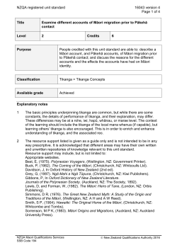 16043 Examine different accounts of Māori migration prior to